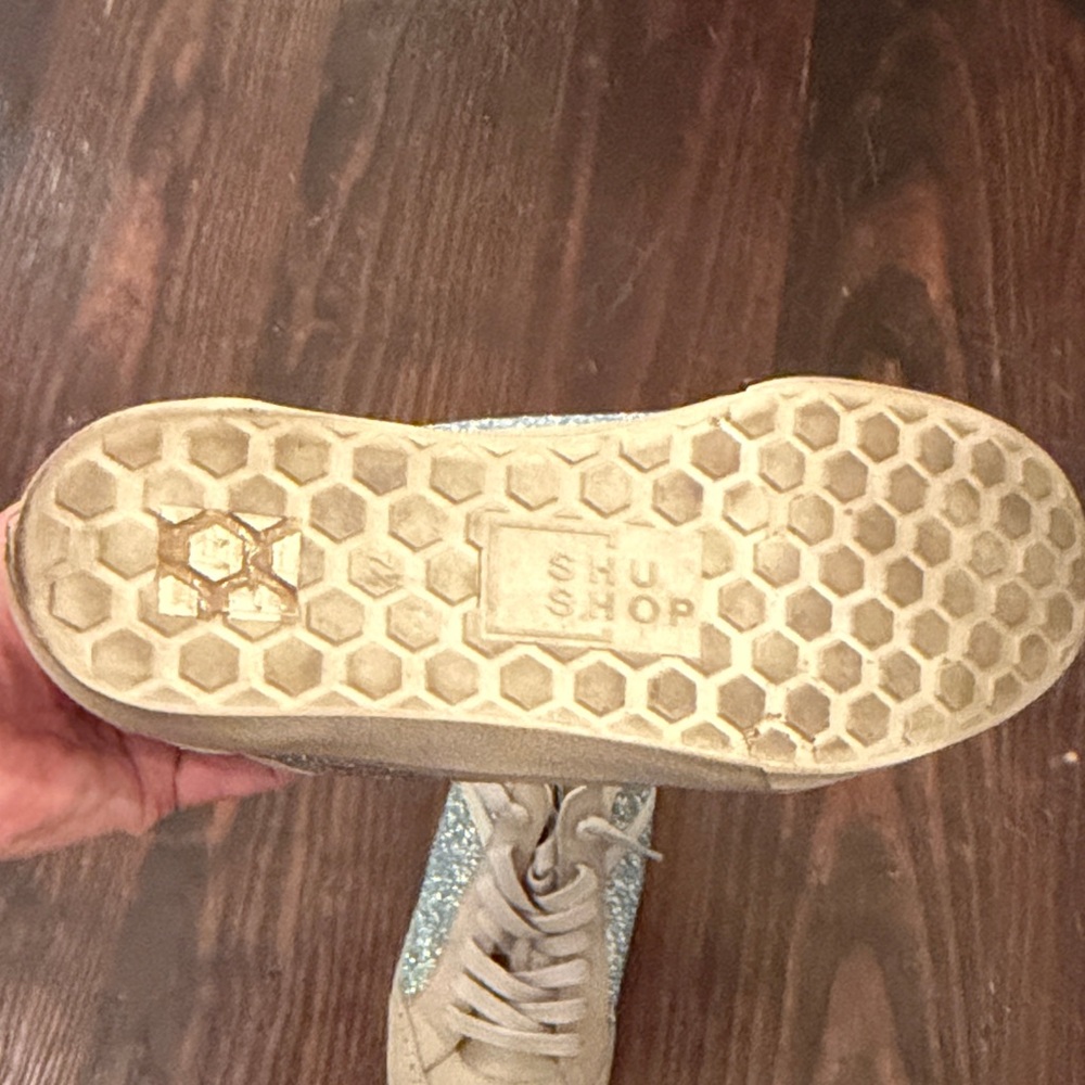 ShuShop Sparkling Blue and Beige Women's Sneakers - Picture 3 of 4